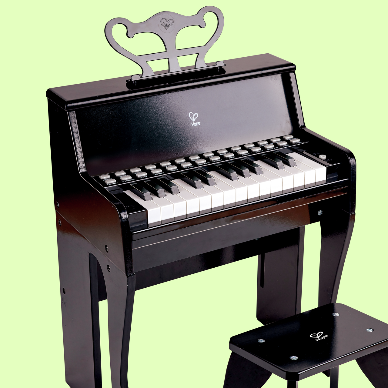 Learn with Lights Black Piano with Stool