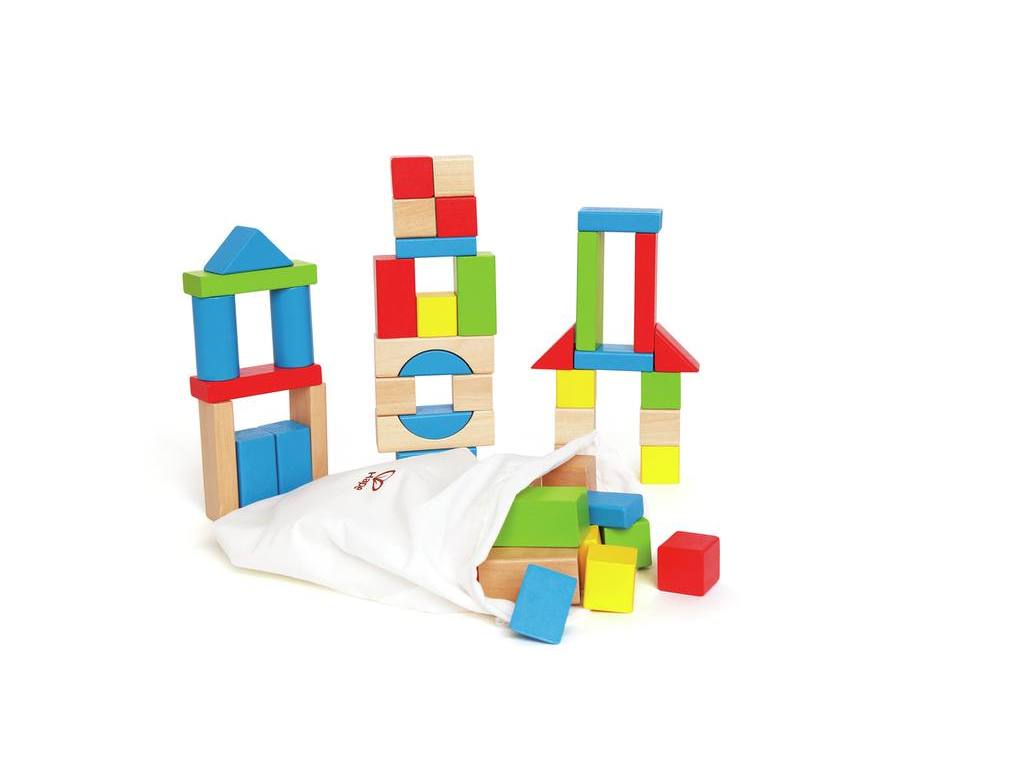 Hape Maple Wood Kid's Building Blocks in Assorted Shapes and Sizes 50 pieces