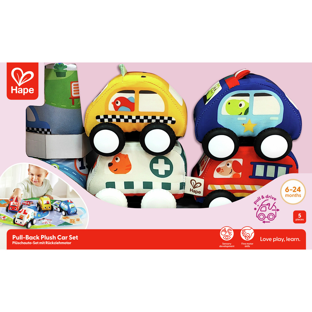 Pull-Back Plush Car Set